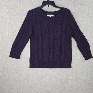 Ann Taylor Loft Plum Cable Knit Sweater M